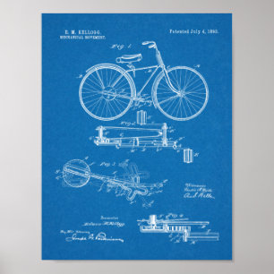1893チェーンレス自転車デザイン特許プリント ポスター