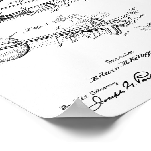 1893チェーンレス自転車デザイン特許プリント ポスター (角)