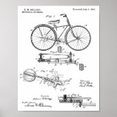 1893チェーンレス自転車デザイン特許プリント ポスター (正面)