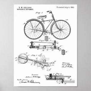 1893チェーンレス自転車デザイン特許プリント ポスター