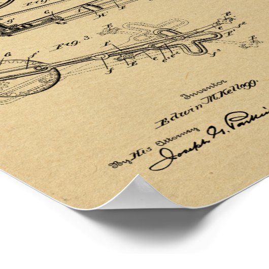 1893チェーンレス自転車デザイン特許プリント ポスター (角)