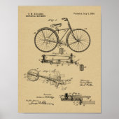 1893チェーンレス自転車デザイン特許プリント ポスター (正面)