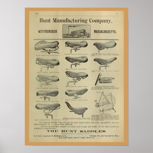 1893ヴィンテージサイクリングシートマガジン広告アートポスター ポスター (正面)