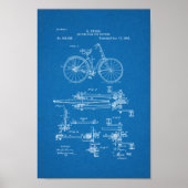 1893ヴィンテージ自転車ギア特許プリント青写真 ポスター (正面)