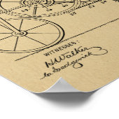 1893ヴィンテージ自転車大ギア特許プリント ポスター