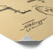 1893ヴィンテージ自転車特許プリント ポスター (角)