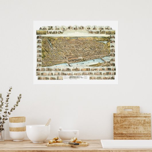 1893年からマサチューセッツ州ハーバーヒルの地図 ポスター (キッチン)