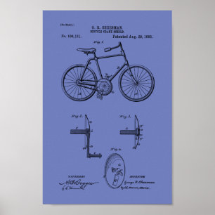 1893年のヴィンテージの自転車のパテントのプリントはカスタマイズ ポスター