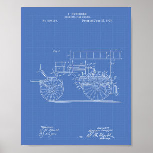 1893年の化学消防車の特許設計図 ポスター