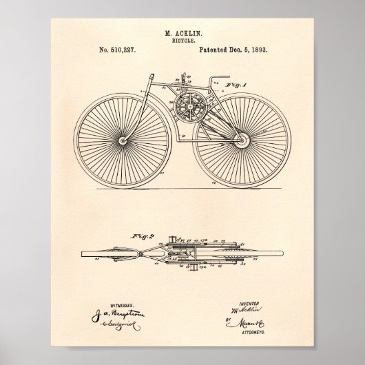 1893年の自転車専売特許古参 ポスター (正面)