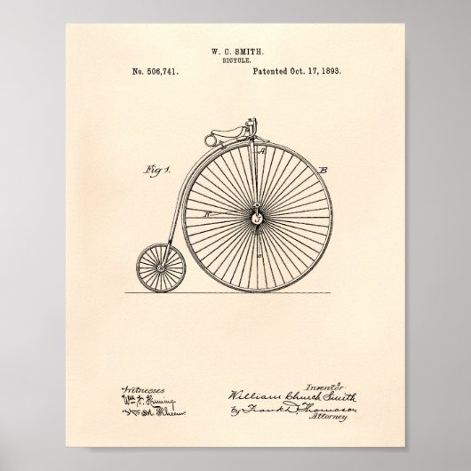1893年の自転車専売特許古参 ポスター (正面)