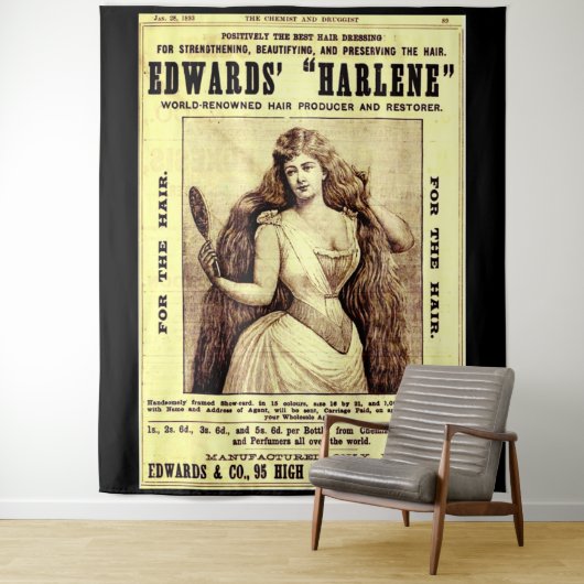 1893年のHarleneのヘア修復用の広告 タペストリー (インサイチュ)