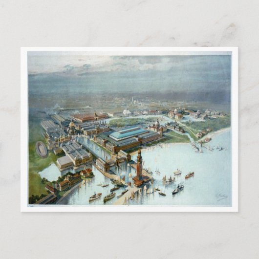 1893年コロンビア博覧会の鳥瞰図 ポストカード (正面)