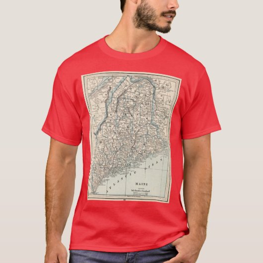 1893年メイン州のビンテージ地図 Tシャツ (正面)