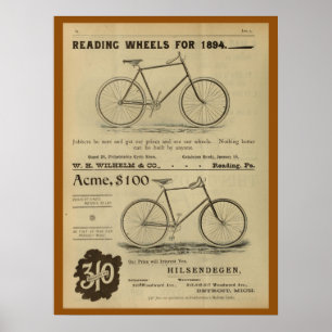 1893年ヴィンテージ自転車雑誌広告ポスター ポスター