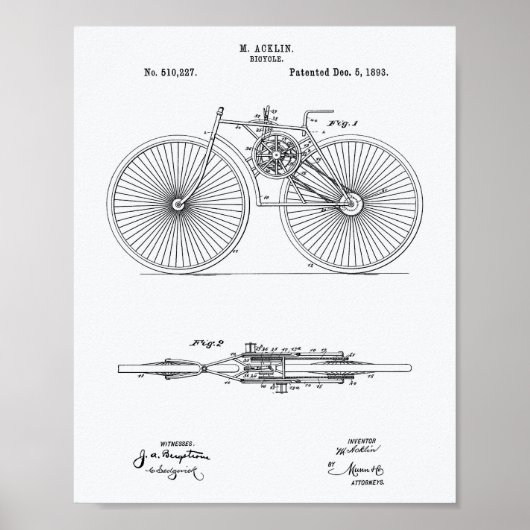 1893年自転車特許白番紙 ポスター (正面)