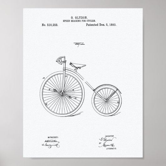 1893年自転車特許白番紙 ポスター (正面)
