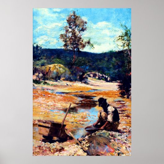 1893年金ゴールドのパンニングWalter Withers Australian ポスター (正面)