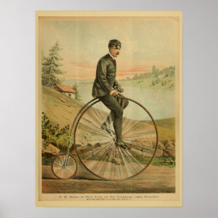 1893自転車ハイホイールペニー農耕芸術プリント ポスター