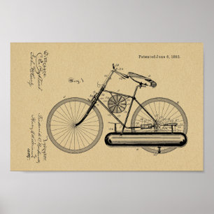 1893航空推進自転車デザイン特許プリント ポスター
