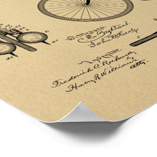 1893航空推進自転車デザイン特許プリント ポスター (角)