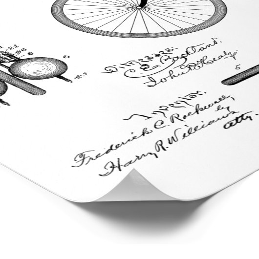 1893航空推進自転車デザイン特許プリント ポスター (角)