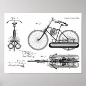 1893航空推進自転車デザイン特許プリント ポスター (正面)
