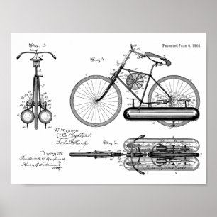 1893航空推進自転車デザイン特許プリント ポスター