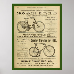 1893 Vintage Monarch Bicycle Ad Art Poster ポスター