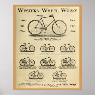 1894の西部の車輪の仕事の自転車の広告ポスター ポスター