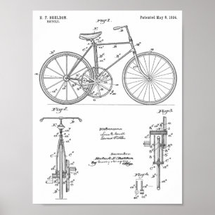 1894ギアドライブ自転車デザイン特許プリント ポスター