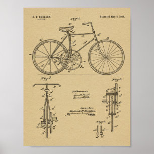 1894ギアドライブ自転車デザイン特許プリント ポスター