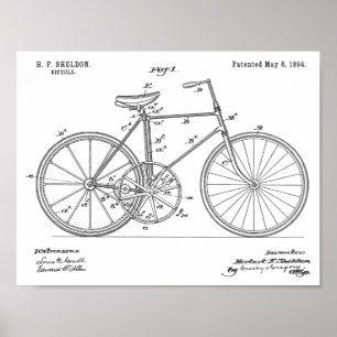 1894ギアドライブ自転車デザイン特許プリント ポスター