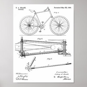 1894チェーンレス自転車デザイン特許プリント ポスター