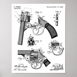 1894フォール銃特許アートスケッチプリント ポスター