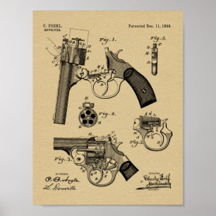 1894フォール銃特許アートスケッチプリント ポスター