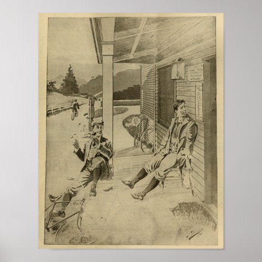 1894ヴィンテージ紳士の自転車広告アートプリント ポスター (正面)