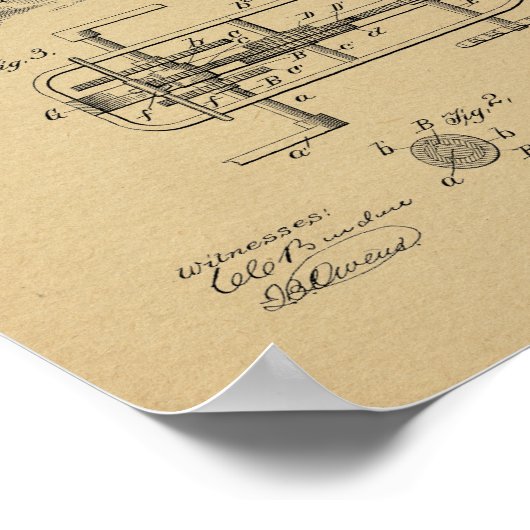 1894ヴィンテージ自転車ギアリング特許芸術プリント ポスター (角)