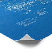 1894ヴィンテージ自転車ギア特許プリント青写真 ポスター (角)