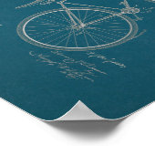 1894ヴィンテージ自転車特許プリント青写真 ポスター (角)