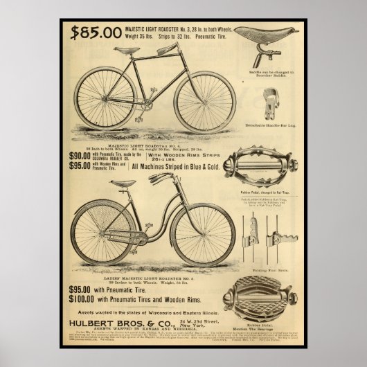 1894威厳のあるライトロードスター自転車広告アートポスター ポスター (正面)