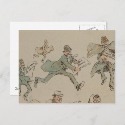 1894年のフェイクニュースはがきによるイラストレーション ポストカード (正面/裏面)
