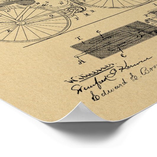 1894軍隊自転車特許スケッチプリント ポスター (角)