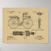 1894軍隊自転車特許スケッチプリント ポスター (正面)