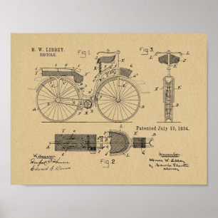 1894軍隊自転車特許スケッチプリント ポスター