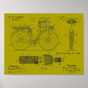 1894軍隊自転車特許スケッチプリント ポスター