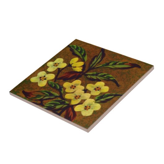 1895シャーウィンコットンスリップまたは滑ること色彩の鮮やかフローラRepro タイル (側面)