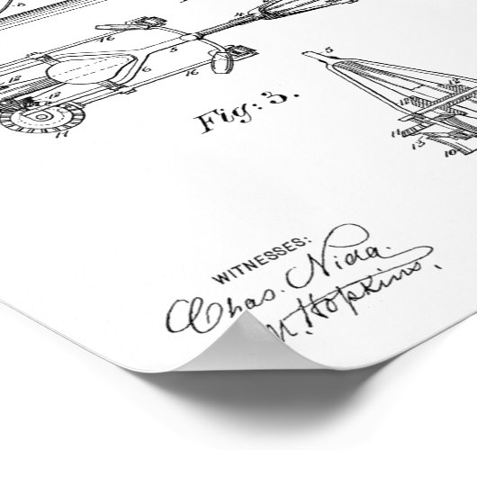 1895チェーンレス自転車デザイン特許プリント ポスター (角)