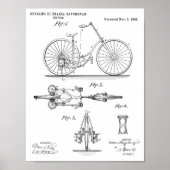 1895チェーンレス自転車デザイン特許プリント ポスター (正面)