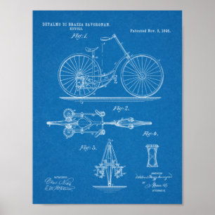 1895チェーンレス自転車デザイン特許プリント ポスター
